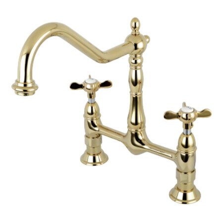 Kingston Brass KS1172BEX Essex Bridge Kitchen Faucet, Polished Brass KS1172BEX